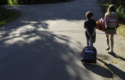 The long walk to the last bus pick-up in the north.